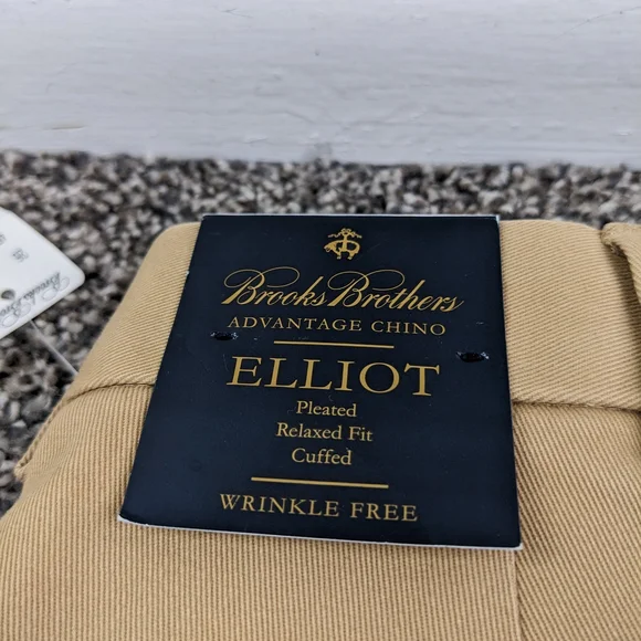 NWT Brooks Brothers Pants Advantage Chino Elliot Pleated Cuffed 34x32 Relaxed